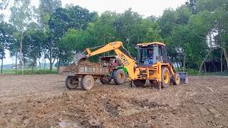 jcb 3dx backco loader working and tractor loading nanarahi tractor [upl. by Ecinej]