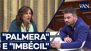 Rufián la llama quotpalmeraquot esta le responde quotimbécilquot [upl. by Ia]