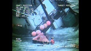 Coast Guard Rescue Swimmer Deploys into Gulf of Alaska Rescues Three [upl. by Odlanyer]