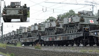 British armoured vehicles arrive by train in Germany 🇬🇧 🇩🇪 [upl. by Atsahs162]