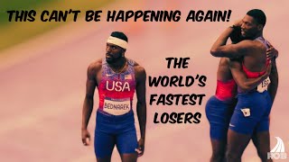 The most EMBARRASSING Olympic race EVER  What really went WRONG with USAs 4x100M relay [upl. by Guadalupe]