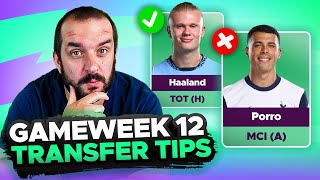 FPL TRANSFER TIPS  GAMEWEEK 12  Fantasy Premier League Tips 202425 [upl. by Edme]