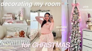 CHRISTMAS ROOM MAKEOVER 🩰❄️ decor shopping haul decorate wme  room tour [upl. by Eiznekcam]