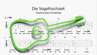 Gitarre Die Vogelhochzeit Tabulatur Melodie Akkorde Text [upl. by Nilam]