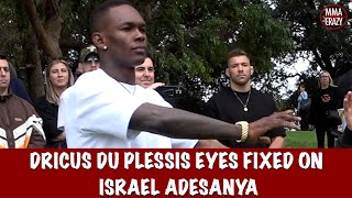 Israel Adesanya Dances while Dricus Du Plessis WATCHES ON at UFC 305 Welcome Ceremony [upl. by Leif]