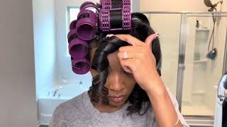 HOW TO STRAIGHTEN NATURAL HAIR WITHOUT HEAT DAMAGE  MAGNETIC ROLLER SET ON NATURAL HAIR [upl. by Draneb153]