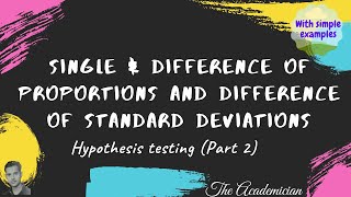 PS 22 Hypothesis testing Single amp difference of proportions difference of standard deviations [upl. by Telrats]