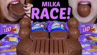 ASMR MILKA CHOCOLATE RACE OREO CRUNCH BALLS GIANT CARAMEL ALFAJOR CAKE ROUNDS CHOCO WAFERS 먹방 [upl. by Arad61]