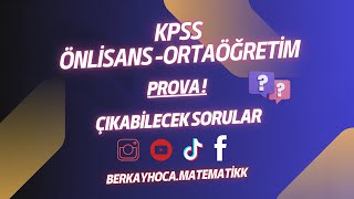 KPSS ÖNLİSANS VE ORTAÖĞRETİM I ÇIKABİLECEK SORULAR SERİSİ  PDF kpss önlisans kpssmatematik [upl. by Lenrad]