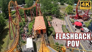 Flashback POV Front Row 4K 60FPS Six Flags Great Escape Vekoma Boomerang  NonCopyright [upl. by Callean]