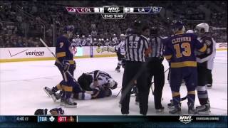 Jamie McGinn vs Colin Fraser fight Feb 23 2013 Colorado Avalanche vs LA Kings NHL Hockey [upl. by Gomer]