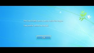 The User profile service failed the logon User profile cannot be loaded [upl. by Ailices]