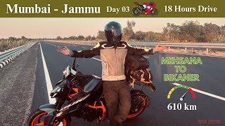 Mumbai To Jammu Kashmir Road Trip  Mehsana to Bikaner  600 km Bike Drive  Travel vlog [upl. by Eedahs]