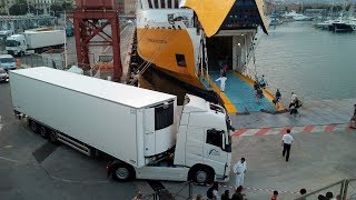 Big Truck gets stuck boarding Corsica Sardiania ferries [upl. by Inaej]