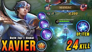 24 Kills  MANIAC OP Xavier with this Item INSANE LIFESTEAL  Build Top 1 Global Xavier  MLBB [upl. by Wadell]