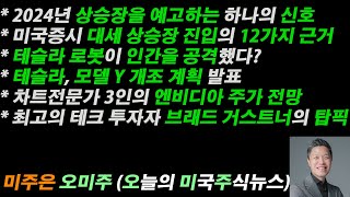 오늘의 미국주식뉴스 대세 상승장 진입의 12가지 근거  테슬라 로봇이 인간을 공격했다  차트전문가 3인의 엔비디아 주가전망  최고의 투자자 브래드 거스트너 포트폴리오 [upl. by Alethia]