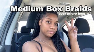 VLOG  Medium box braids over micro locs Not a Tutorial [upl. by Durning691]