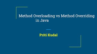 18 Method Overloading vs Method Overriding in Java [upl. by Chet]