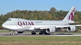 Qatar Airways Cargo  Brand New Boeing 7478F  Landing and Departure at Luxembourg Airport [upl. by Rosalind]