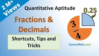 Fractions and Decimals  Shortcuts amp Tricks for Placement Tests Job Interviews amp Exams [upl. by Rufina]