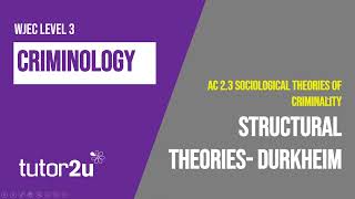 Durkheim  WJEC Criminology  Unit 2  AC 23 Revision [upl. by Chladek371]