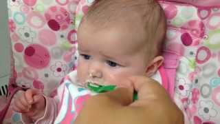 Baby Sydney trying some Gerber cereal for the first time [upl. by Ayeka]