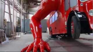 London doubledecker bus does pushups in preparation for Olympics [upl. by Dael]