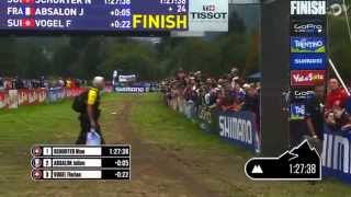 Nino Schurter Attacks Julien absalon to win the triple and world cup lead [upl. by Nichol]