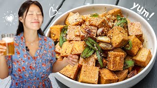 🥢Asian at Home  Crispy Chili Garlic Tofu Recipe  Easy and Delicious Recipe Ready in Minutes [upl. by Willmert]