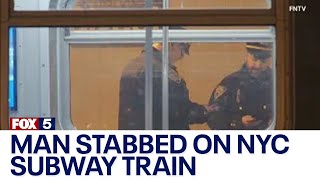 Man stabbed repeatedly on NYC subway train [upl. by Enilram904]