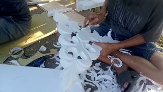 BIKIN UKIRAN DARI STYROFOAM TEBAL 3 CMCara mengukir gabus pakai cutter manual dekorasi styrofoam [upl. by Armat]