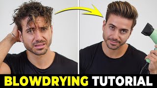 HOW TO USE A HAIR DRYER  Blowdrying Tutorial  Mens Hairstyle Tutorial 2022 [upl. by Ynamrej]