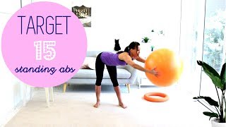 Stability Ball Standing Abs Workout  BARLATES BODY BLITZ Target 15 Standing Abs [upl. by Nivlen]