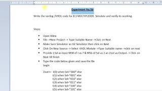 Write the verilog VHDL code for 81 MULTIPLEXER Simulate and verify its working [upl. by Aelyk929]