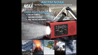 2000mAh Am FM Noaa Weather Emergency Radio Portable Power Bank with Solar Charging Hand Crank [upl. by Wynnie638]