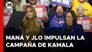 Maná y JLO impulsan la campaña de Kamala Harris y llaman al voto latino en Las Vegas [upl. by Ynar]