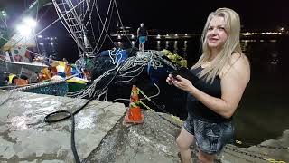 barco Meneses de pesca da sardinha em Itajaí descarregando no cais [upl. by Ciro]