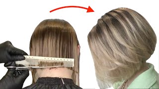 Bob Haircut Tutorial  How To Cut Angled Bob  Medium Bob Haircut Eva Lorman [upl. by Zebaj]