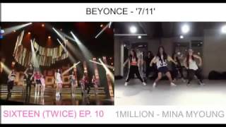 SIXTEEN TWICE amp MINA MYOUNG 1MILLION  Beyonce 711 dance [upl. by Einner]