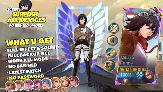 NEW Script Skin Fanny Mikasa Attack on Titan No Password  Full Effect amp Sound With Logo  Latest [upl. by Parke106]