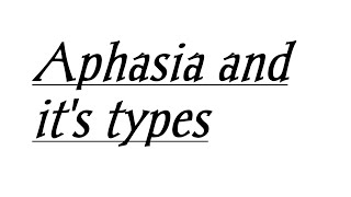 What is Aphasia and its types [upl. by Rebmak]