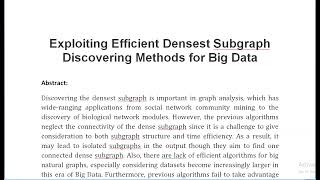 Exploiting Efficient Densest Subgraph Discovering Methods for Big Data [upl. by Sellig988]