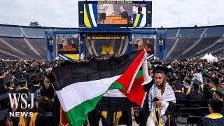 Graduates Stage Protest at University of Michigan Commencement  WSJ News [upl. by Shaffert492]