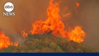 Thousands forced to evacuate as California wildfires rage [upl. by Ahsilem868]