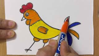 Cute hen drawing step by step  easy cute drawing for kids drawing art easydrawing [upl. by Eelhsa]