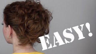 Hair Tutorial A Quick Easy and Messy Updo for Curly Hair [upl. by Woody]