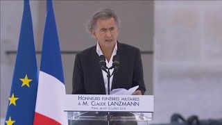 BernardHenri Lévy  Discours hommage national à Claude Lanzmann 12 juillet 2018 [upl. by Airdnahs774]