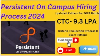 Persistent Hiring Process 2024 Batch  On Campus 2024  Exam Pattern  Selection Process  CTC [upl. by Aneleve286]