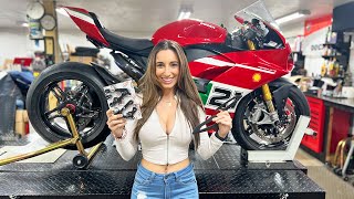 Installing Blacked Out Rearsets On Our Panigale V2 Bayliss [upl. by Amme]