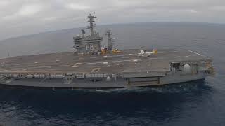 FLIGHT OPS aboard the USS Nimitz CVN 68 in the Pacific Aerial View [upl. by Hesoj]